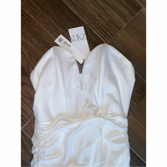 ZARA SWEETHEART NECKLINE DRESS WHITE - Picture 4 of 5